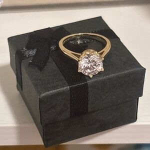 High Tulip Setting Round Cut Engagement Solitaire | Gold Plated | New